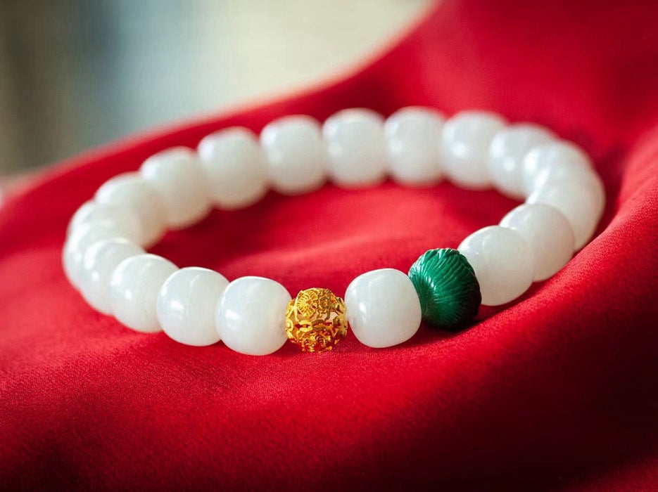 Pulsera de jade blanco hecha con material de las montañas de Xinjiang - ZROLMA (SC2024923001)