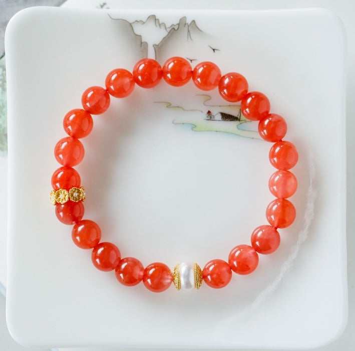 Pulsera de ágata con flor de cerezo roja de Sichuan - ZROLMA (SC2024921001)