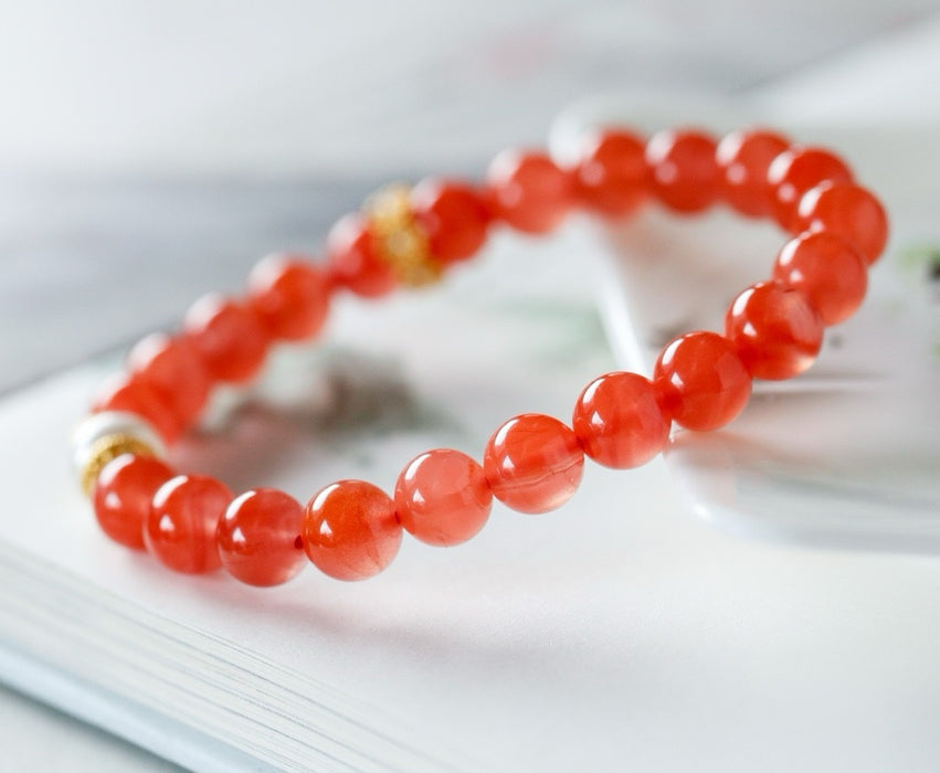 Pulsera de ágata con flor de cerezo roja de Sichuan - ZROLMA (SC2024921001)