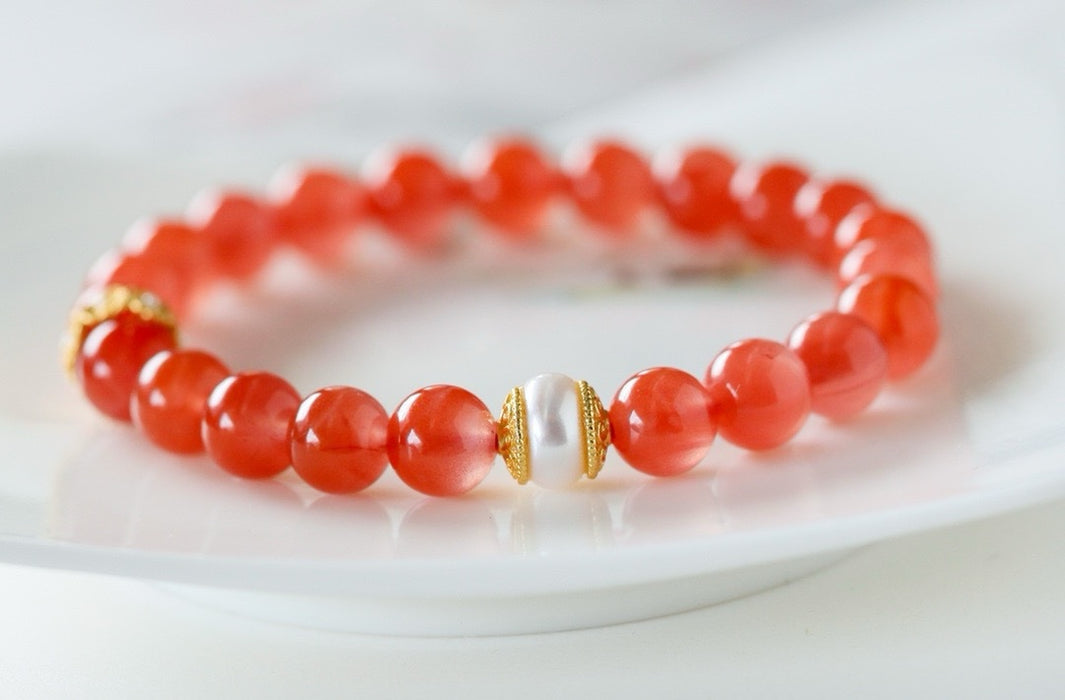 Pulsera de ágata con flor de cerezo roja de Sichuan - ZROLMA (SC2024921001)