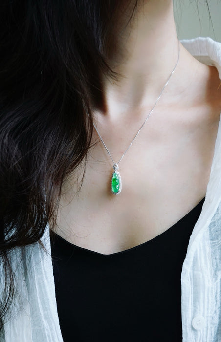 Jadeite four seasons bean pendant-ZROLMA(DZ2024924001)