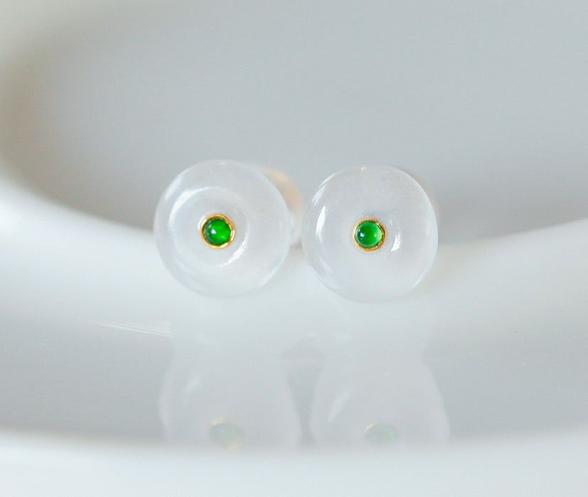 White ice jadeite earrings-ZROLMA(ES2024925001)