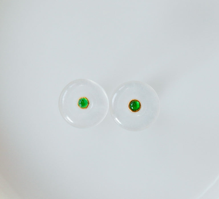 White ice jadeite earrings-ZROLMA(ES2024925001)