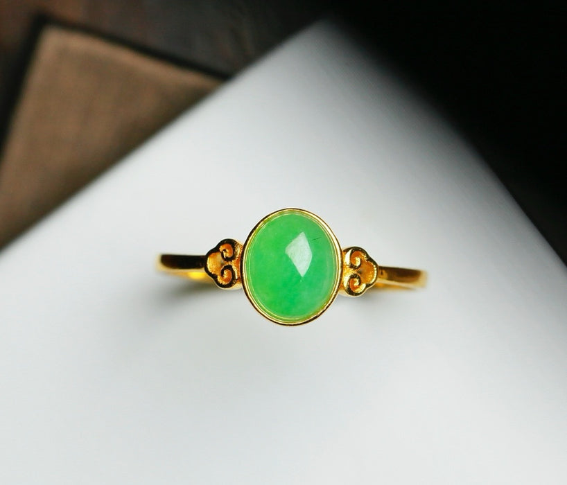 18K gold inlaid cabochon jadeite ring-ZROLMA(JZ2024924001)