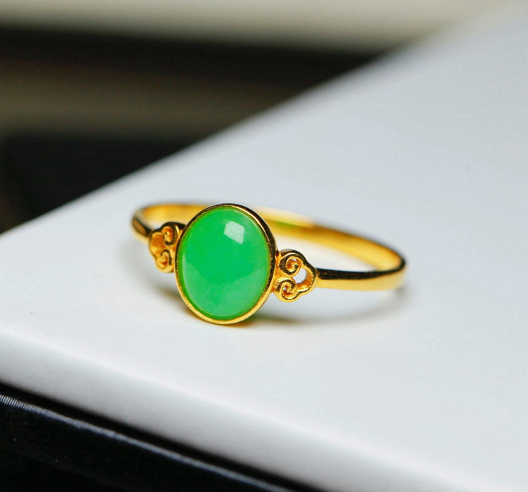 18K gold inlaid cabochon jadeite ring-ZROLMA(JZ2024924001)