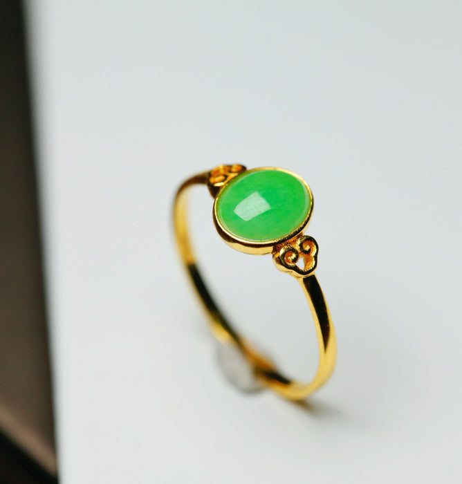 18K gold inlaid cabochon jadeite ring-ZROLMA(JZ2024924001)