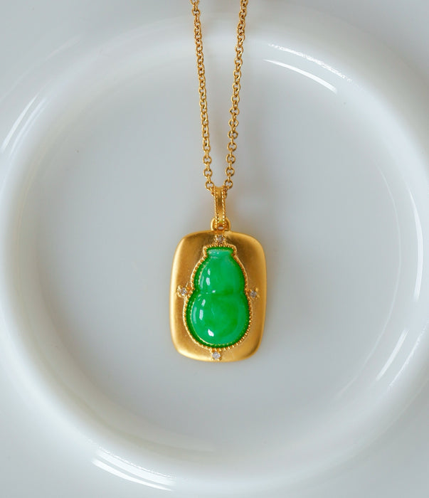 Emerald green gourd jade pendant.-ZROLMA(DZ2024924001)