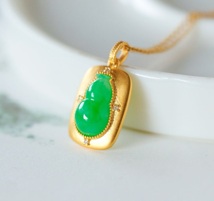 Emerald green gourd jade pendant.-ZROLMA(DZ2024924001)