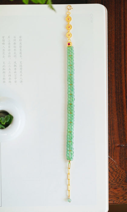 Pulsera de múltiples hilos de jadeíta verde soleado - ZROLMA (SC2024925001)