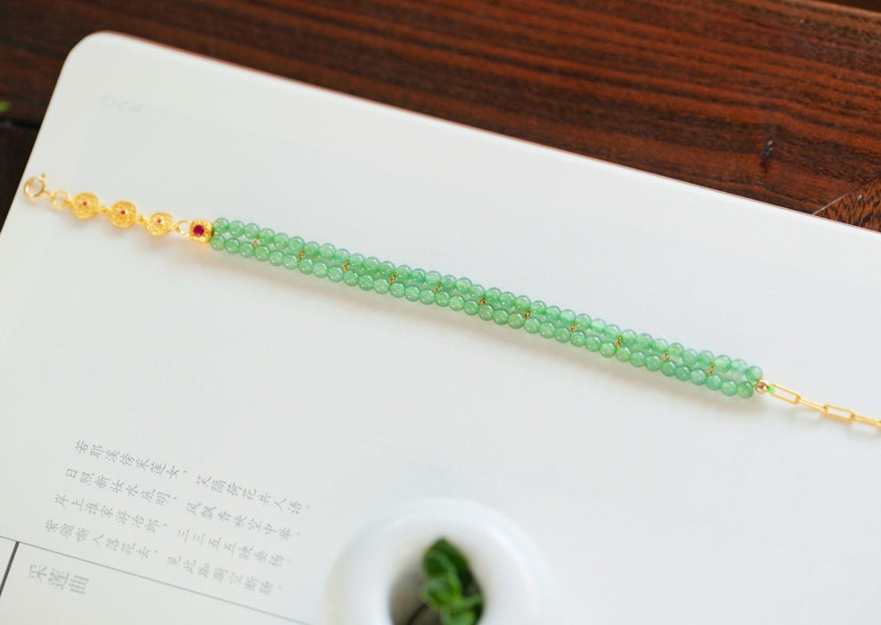 Multi-strand bracelet of sunny green jadeite-ZROLMA(SC2024925001)