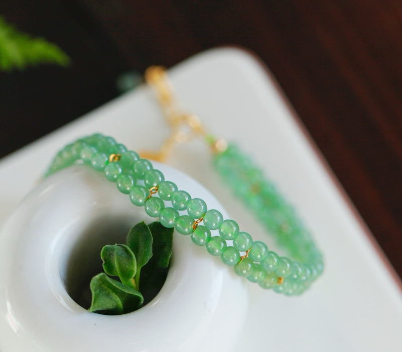 Pulsera de múltiples hilos de jadeíta verde soleado - ZROLMA (SC2024925001)