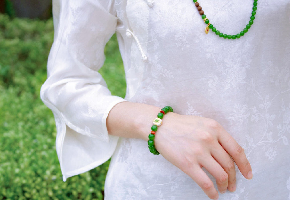 Pulsera de jadeíta verde a todo color de color verde hielo - ZROLMA (SC2024920001)