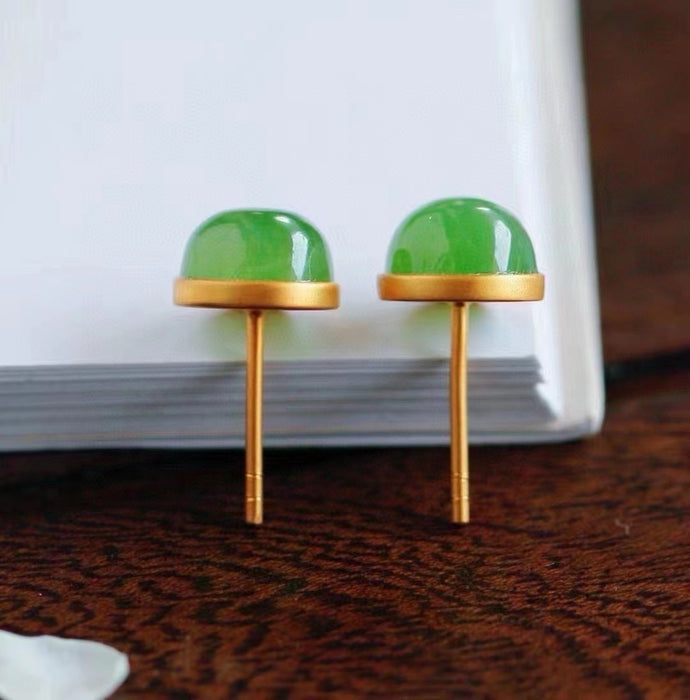 Apple green jade stud earrings-ZROLMA(ES2024925001)