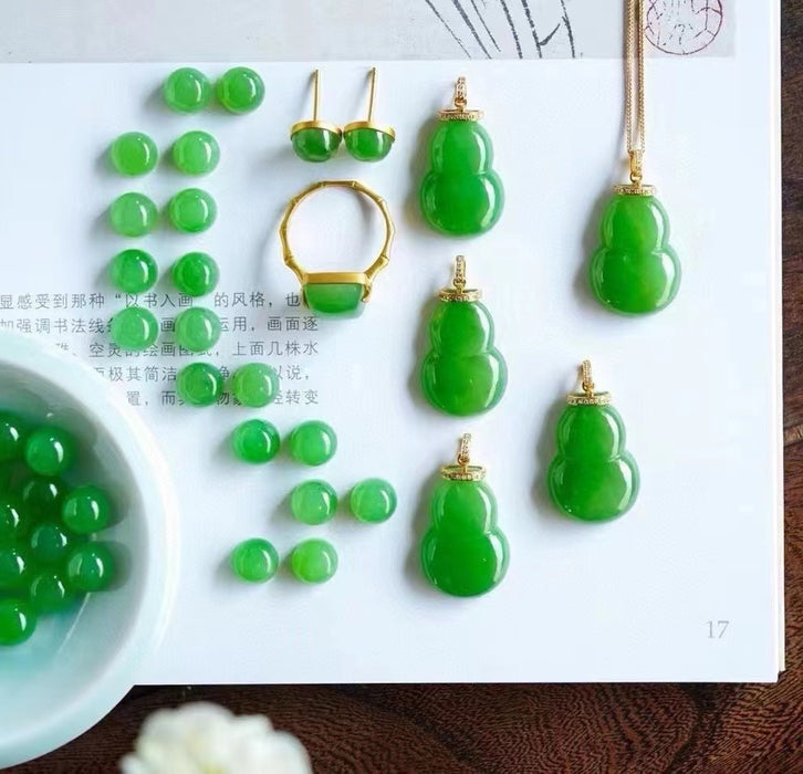 Apple green jade stud earrings-ZROLMA(ES2024925001)