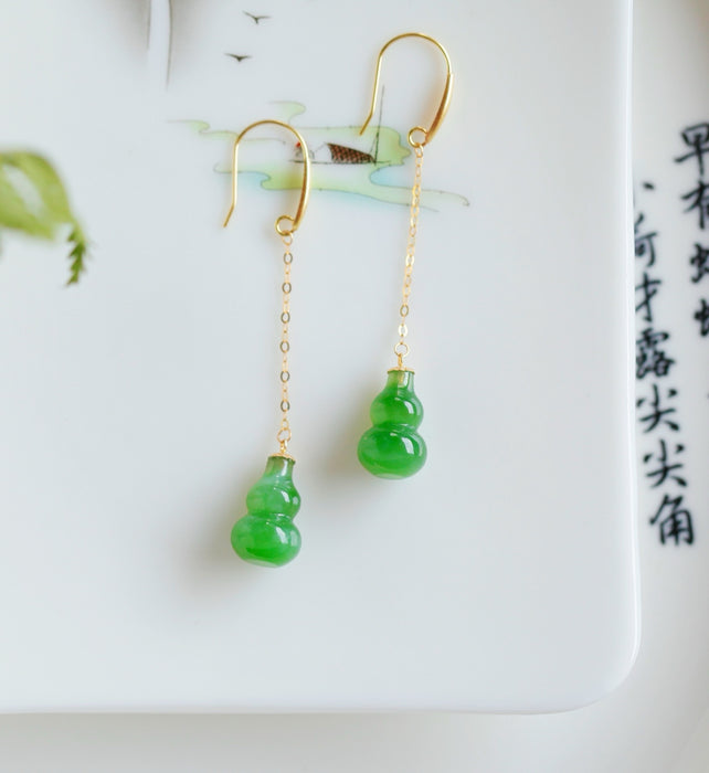 Emerald green gourd jadeite earrings-ZROLMA(ES2024924001)