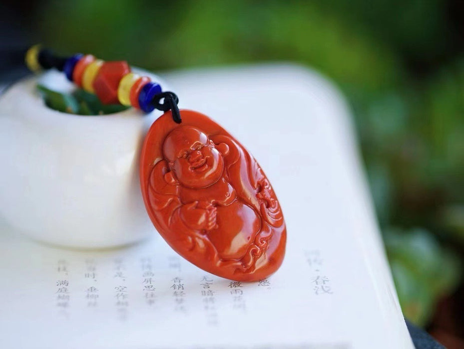 Southern red agate Maitreya Buddha pendant.-ZROLMA(DZ2024923001)