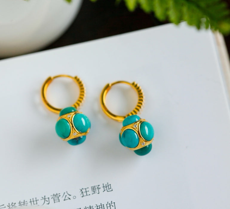 Natural turquoise earrings-ZROLMA(ES2024920001)