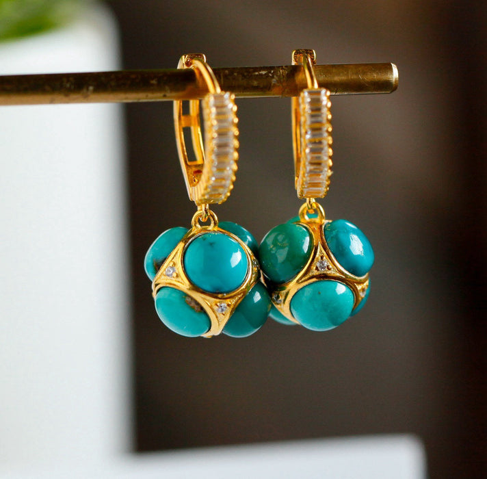 Natural turquoise earrings-ZROLMA(ES2024920001)