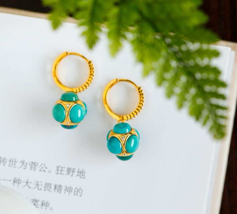 Natural turquoise earrings-ZROLMA(ES2024920001)