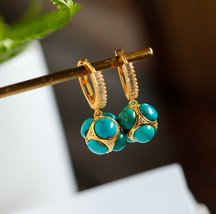 Natural turquoise earrings-ZROLMA(ES2024920001)