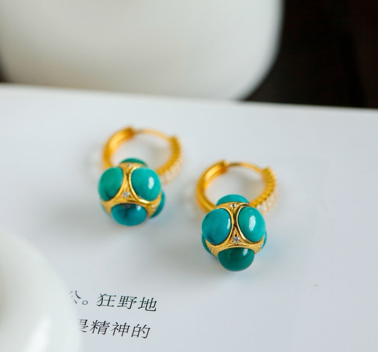 Natural turquoise earrings-ZROLMA(ES2024920001)