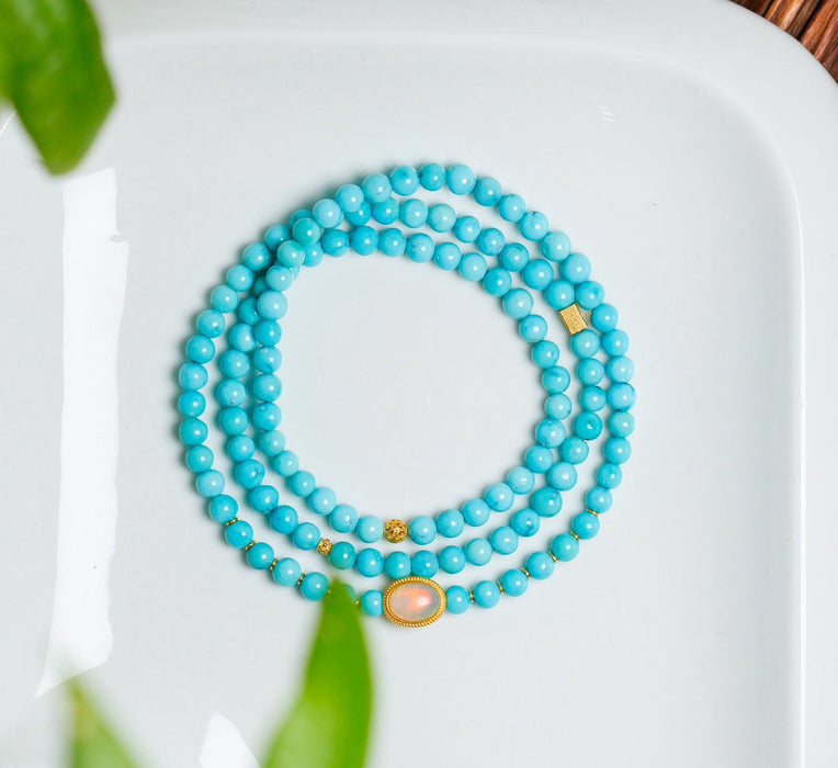 Turquoise beaded strand-ZROLMA(ZC2024920001)