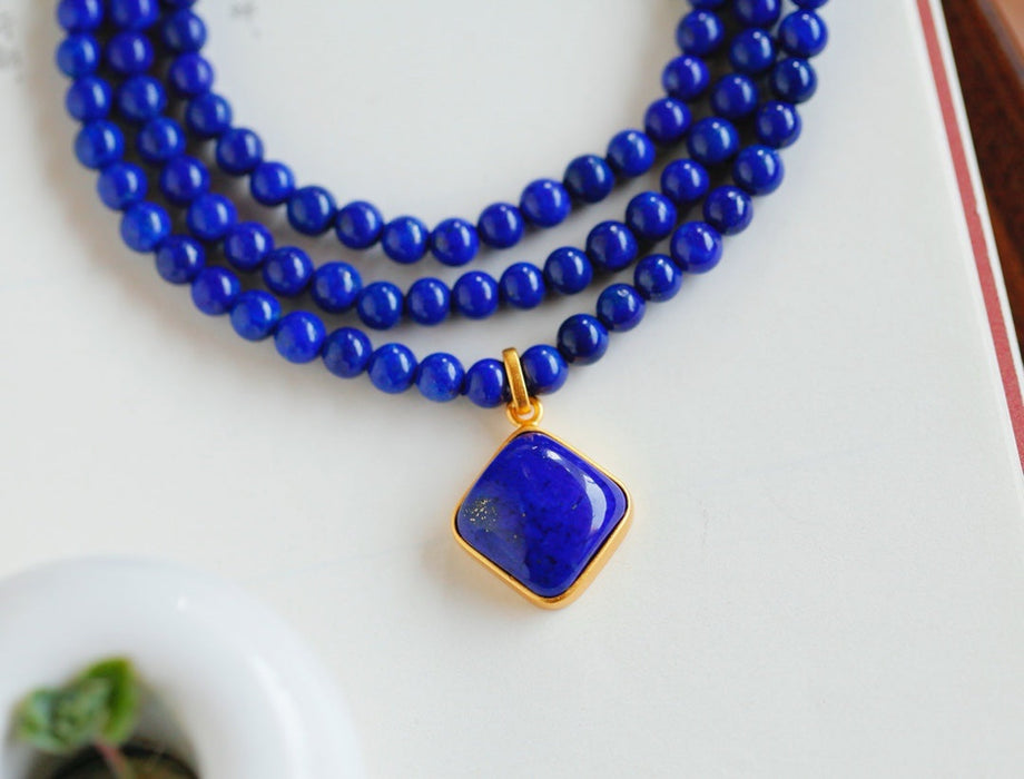 Lapis lazuli bead necklace-ZROLMA(ZC2024923001)