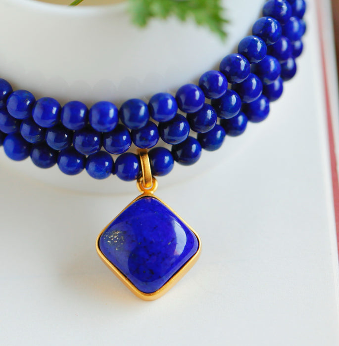 Lapis lazuli bead necklace-ZROLMA(ZC2024923001)