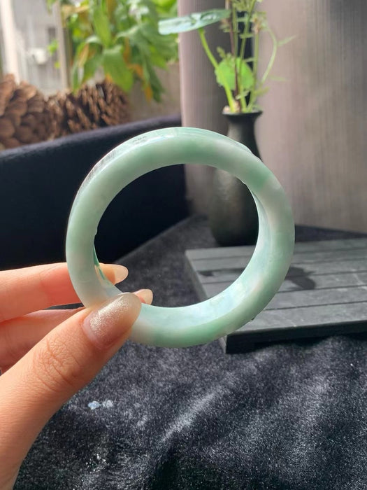 Pulsera de jadeíta con flor verde flotante en blanco - ZROLMA (SZ2024924001)