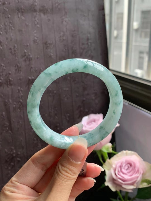 Jadeite bangle with floating flower patterns-ZROLMA(SZ2024923001)