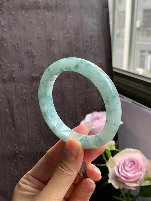 Jadeite bangle with floating flower patterns-ZROLMA(SZ2024923001)