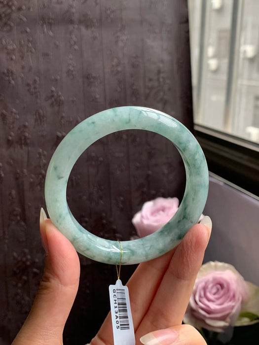 Jadeite bangle with floating flower patterns-ZROLMA(SZ2024923001)