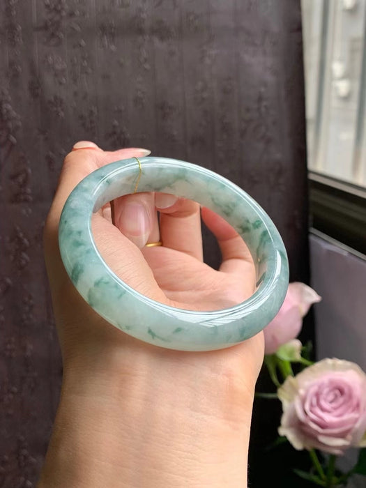 Jadeite bangle with floating flower patterns-ZROLMA(SZ2024923001)