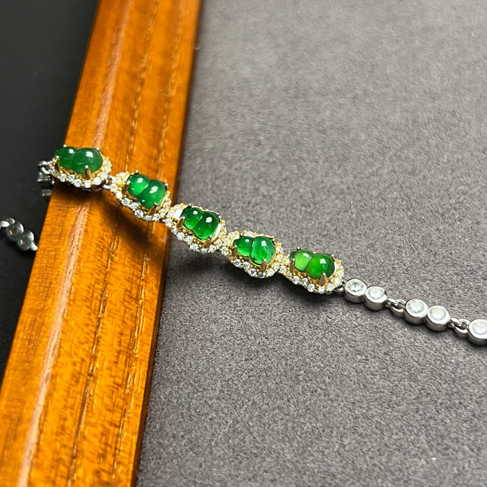 Pulsera de calabaza de jade helado verde esmeralda - ZROLMA (SC2024925001)