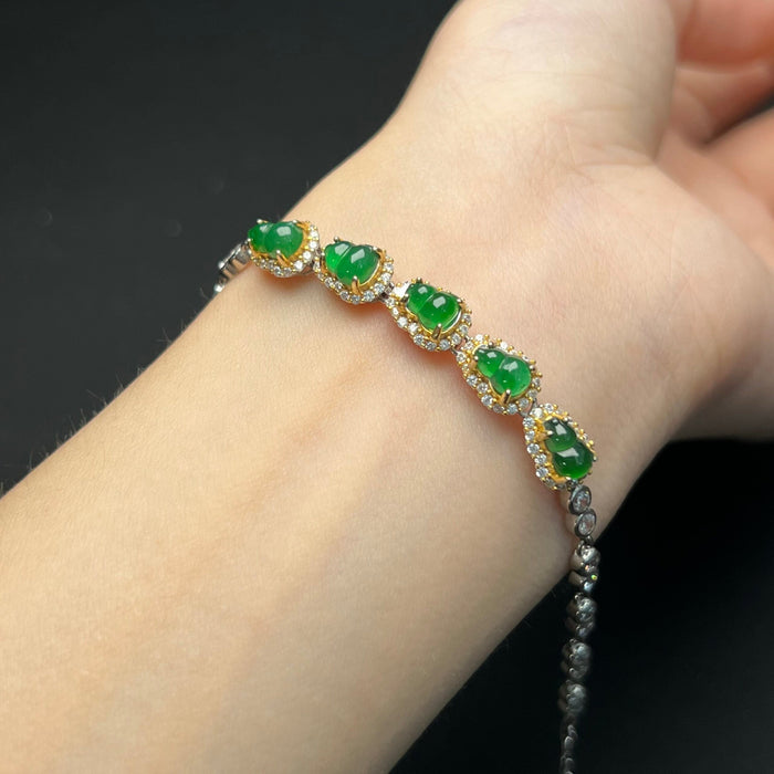 Pulsera de calabaza de jade helado verde esmeralda - ZROLMA (SC2024925001)