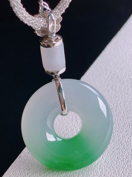 Ice floating green jadeite safety buckle pendant-ZROLMA(DZ2024920001)